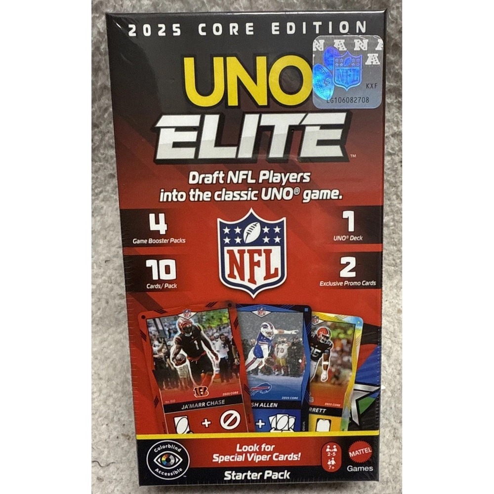UNO Elite NFL 2025 Core Edition Card Game Starter Pack - Special Viper Cards!